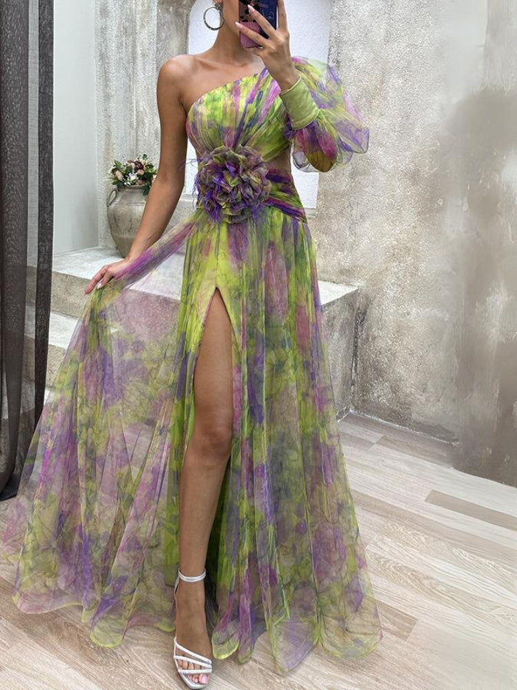 Kayla - long asymmetrical flower dress 6