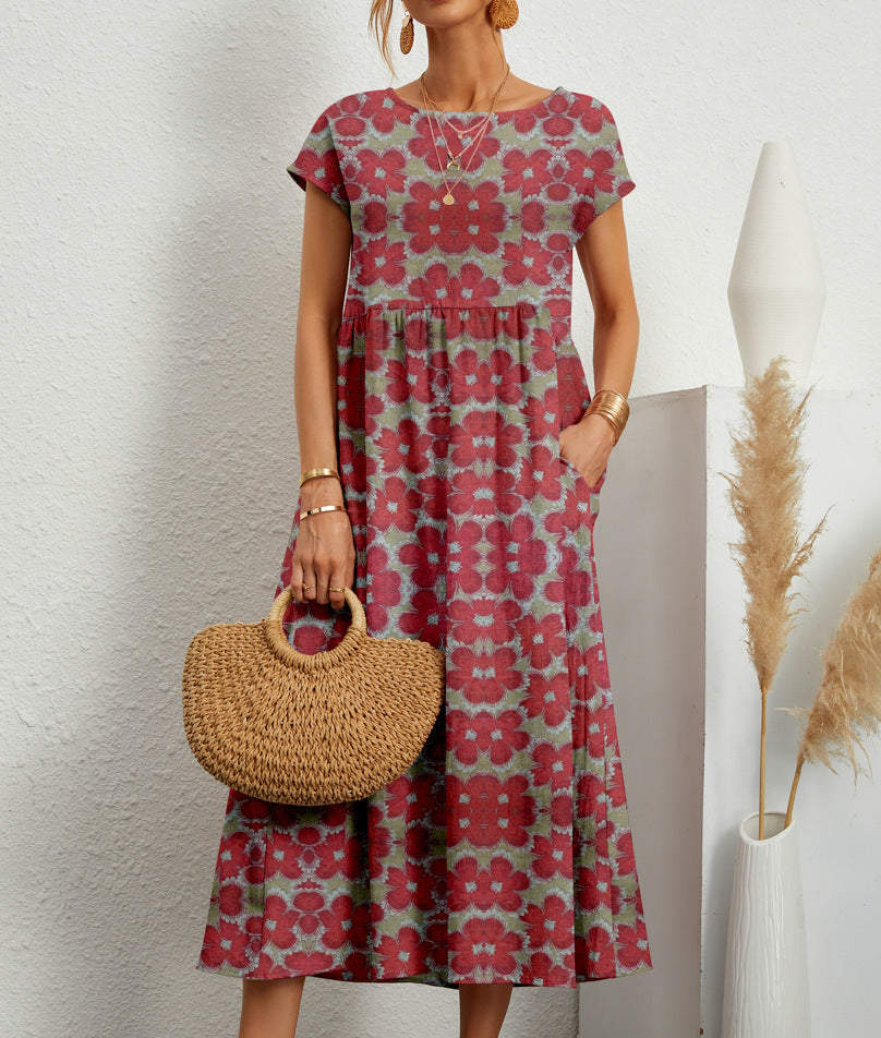 Roselle | Chic floral dress - red 1