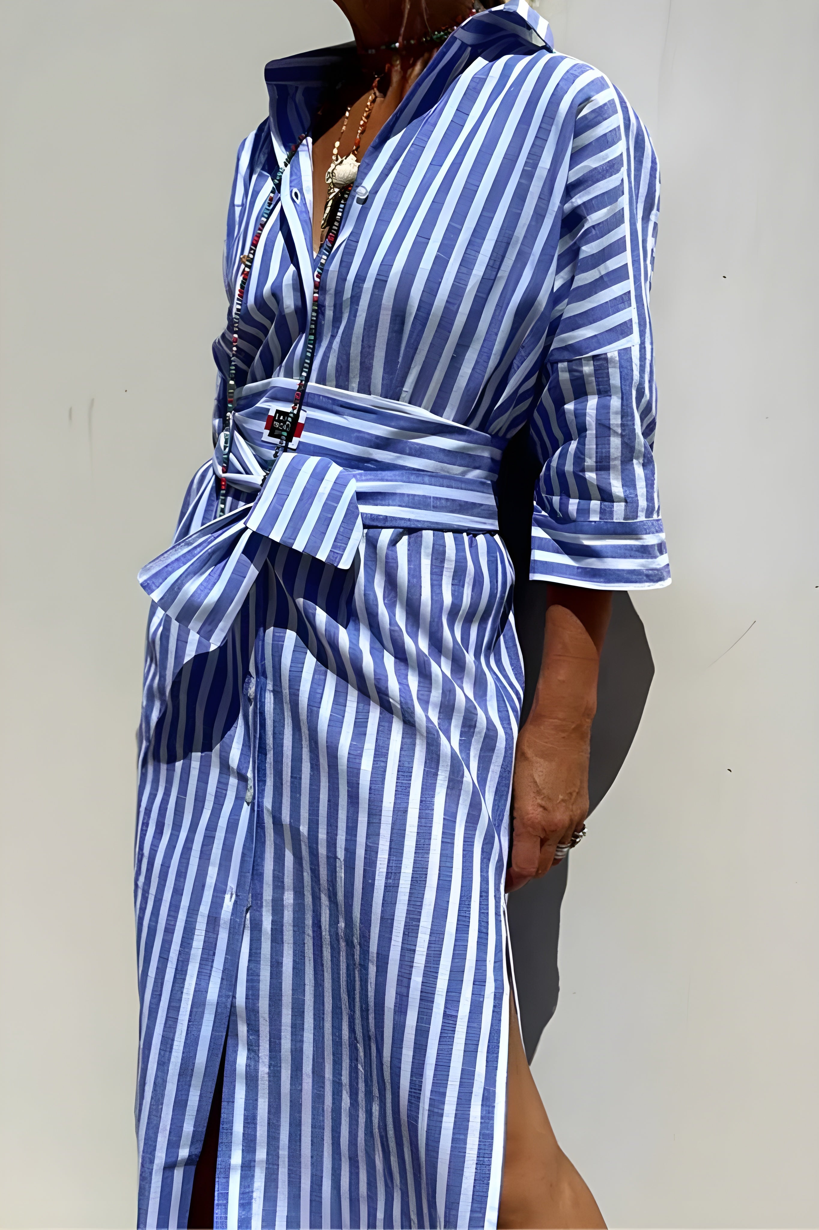 Emma | Striped shirt dress - blue 3