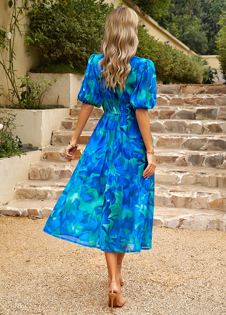 Joella | Bloom Midiclänning - Blue 3