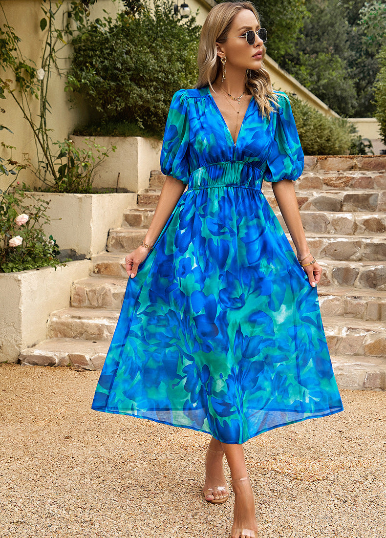 Joella | Bloom Midiclänning - Blue 2