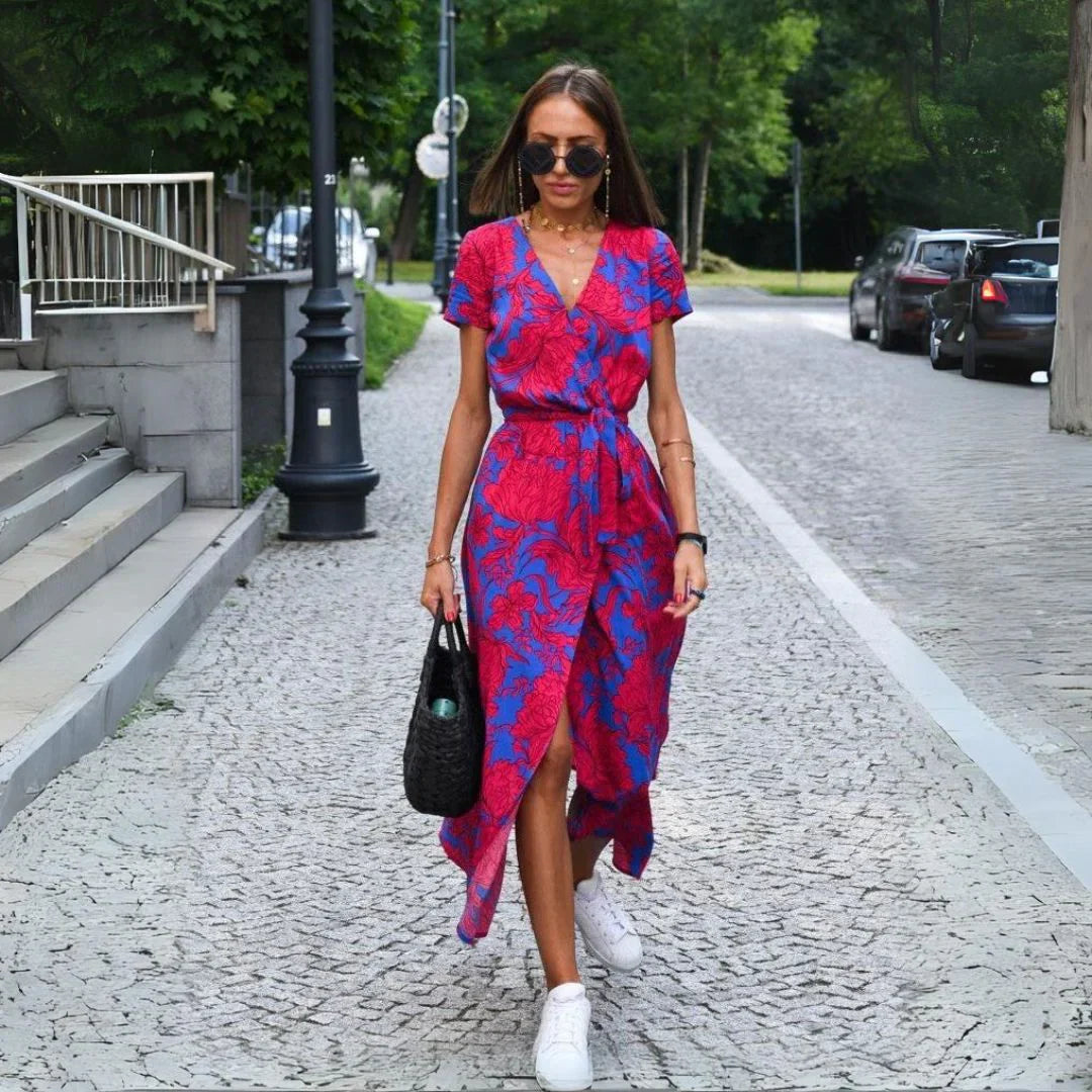 Suzanne - elegant v -neck dress in v 2