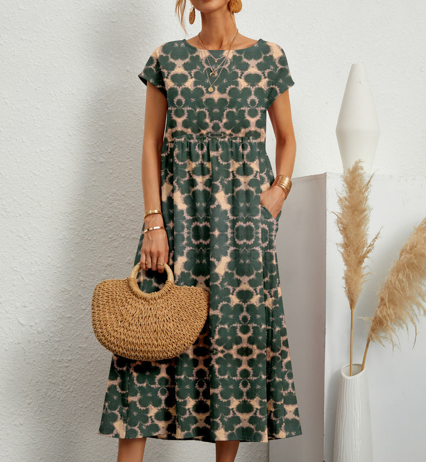 Roselle | Chic floral dress - green 1