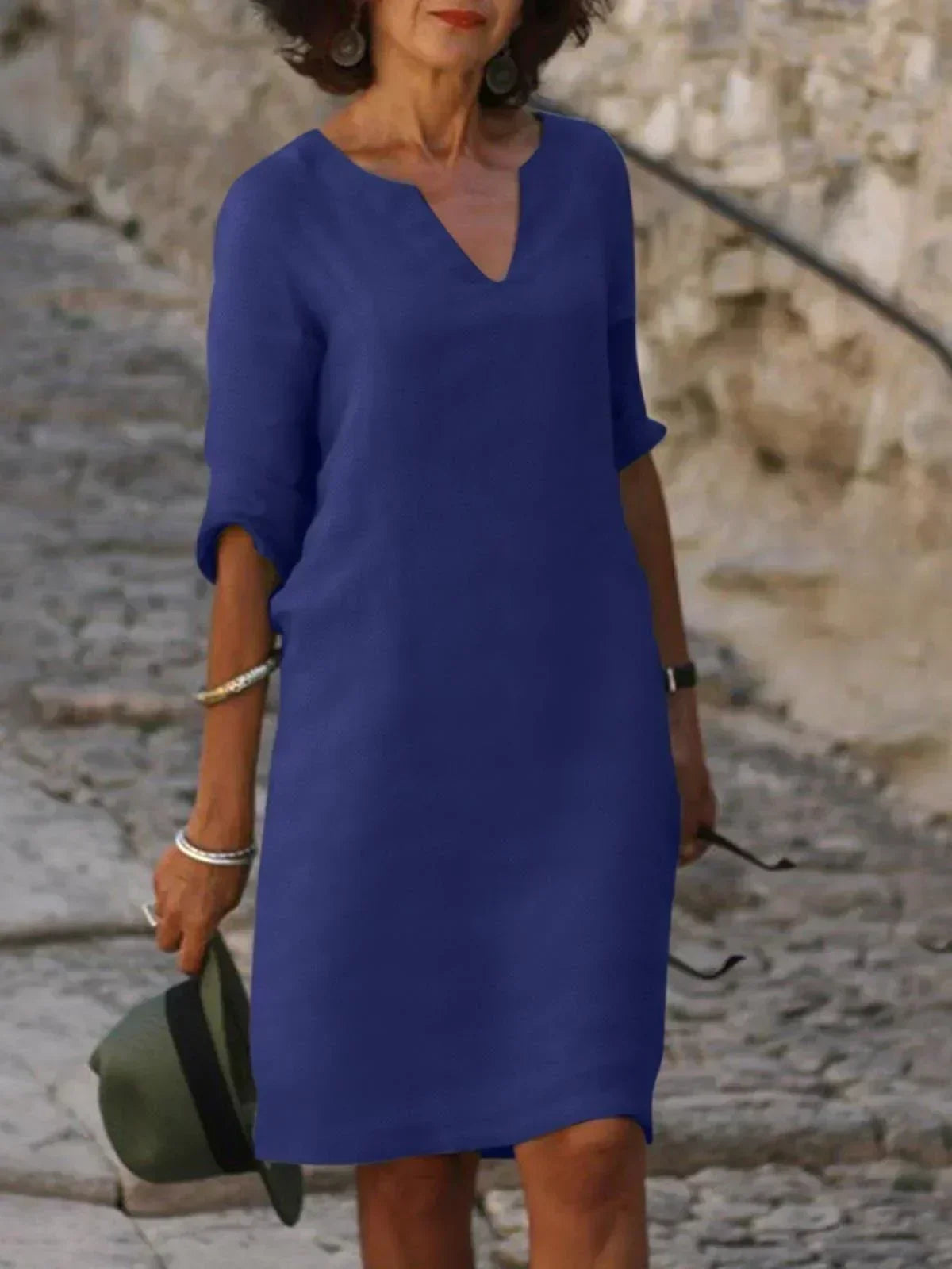 Ida | Elegant v -ringing dress - Marine Blue 1